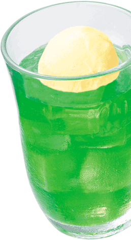Decorative image of a melon soda float